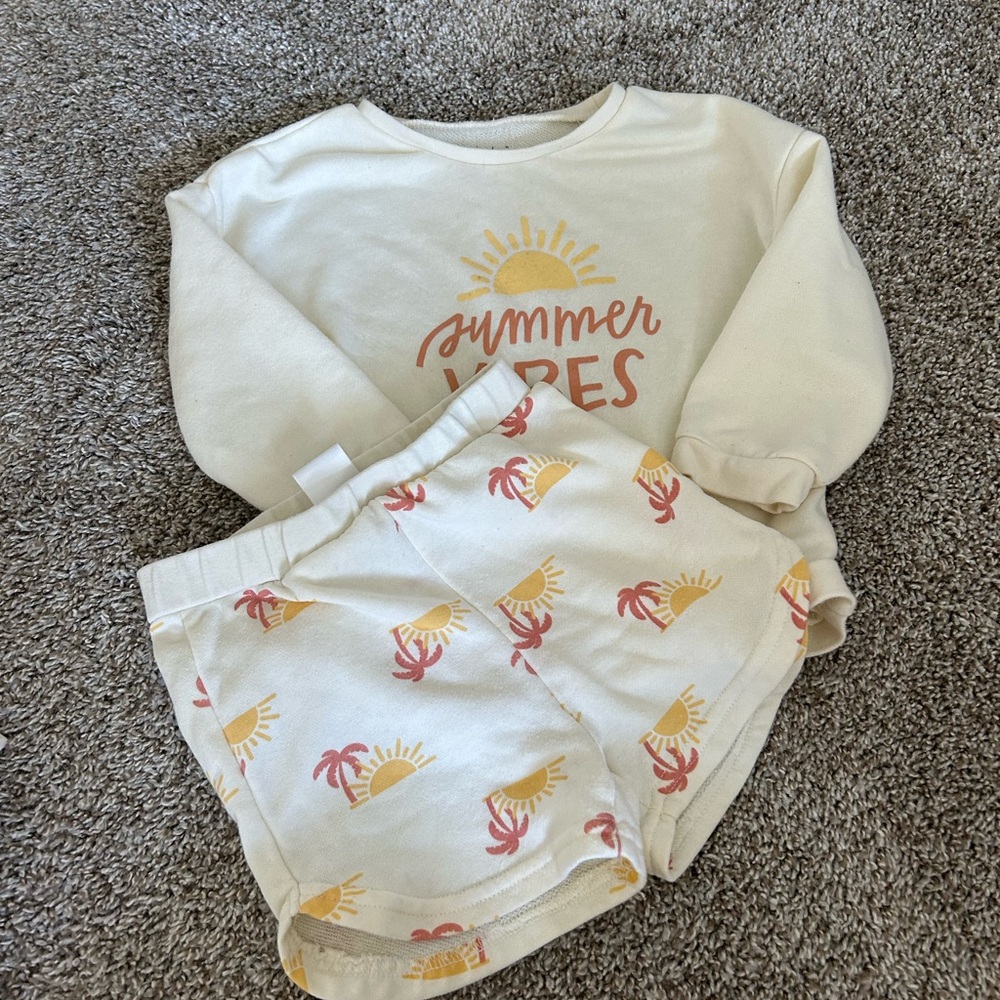 Bon Bebe Cream and Pink Sweatshirt Set